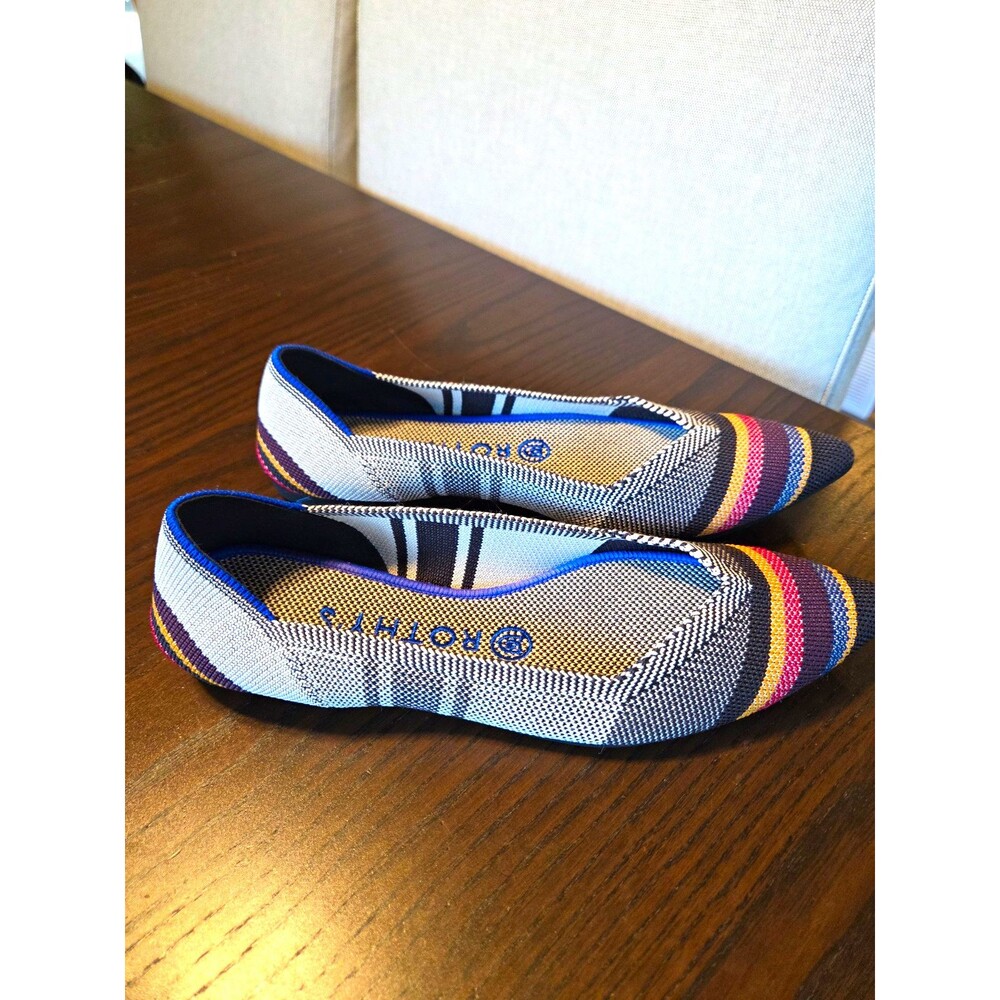 Rothys The Point Flats Womens 7.5 Inverse Stripe Multicolor Knit Retired Ballet